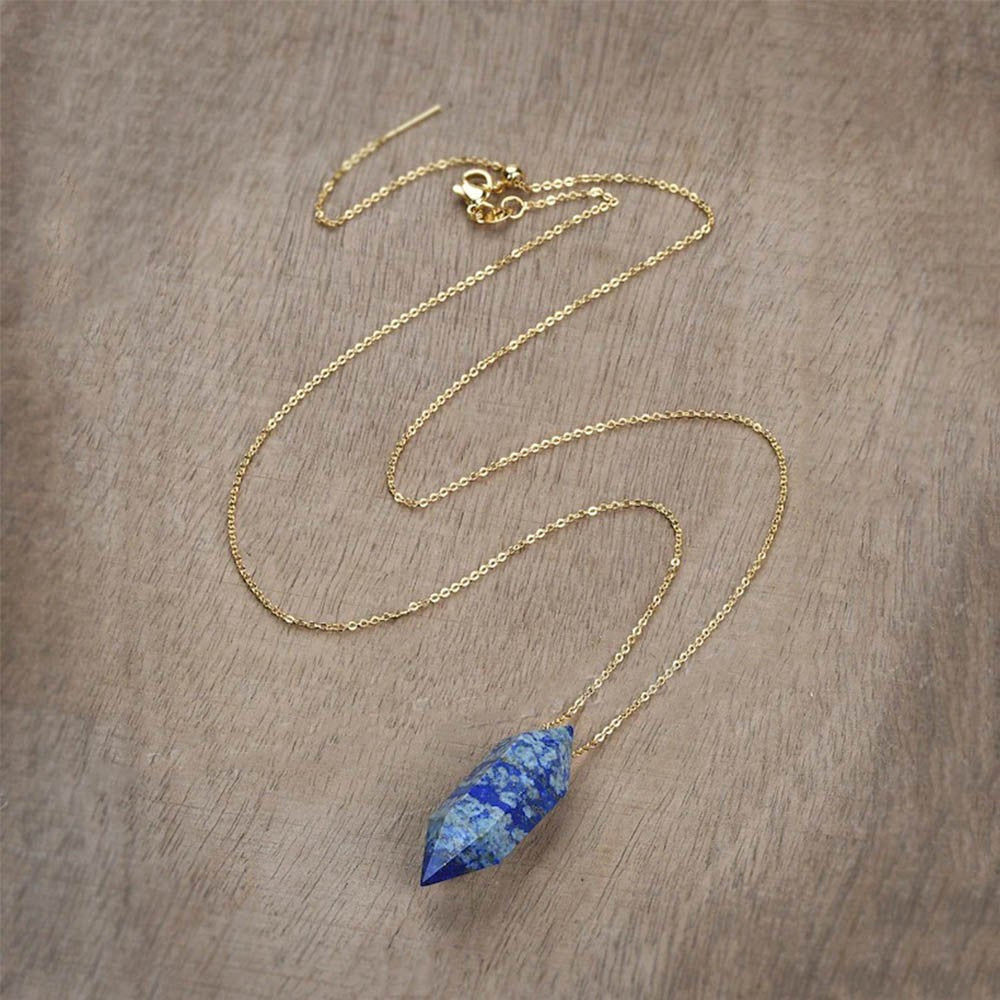 Custom Number Healing Crystal Hexagon Point Necklace