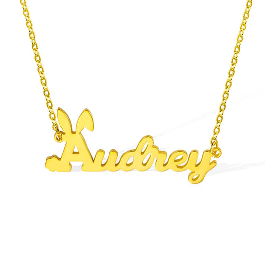 Easter Gift, Personalized Name Easter Bunny Necklace, Gift for Kid