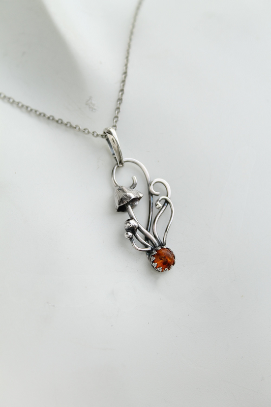 Personalized Mushrooms Birthstone Necklace