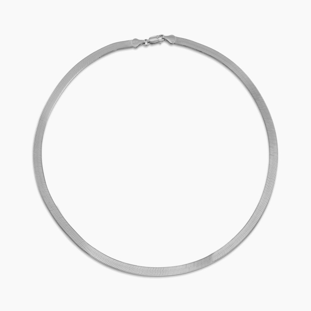 HERRINGBONE ENGRAVED SLIM CHAIN NECKLACE