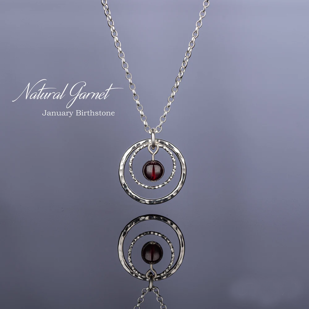 Sterling Silver Circle of Life Necklace, Birthstone Jewellery, Birthday Gift for Women