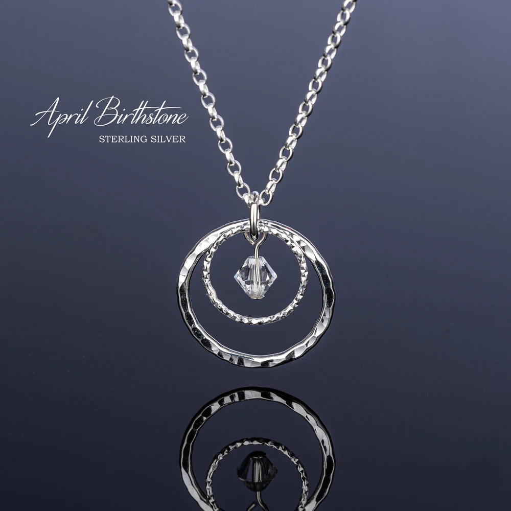Sterling Silver Circle of Life Necklace, Birthstone Jewellery, Birthday Gift for Women