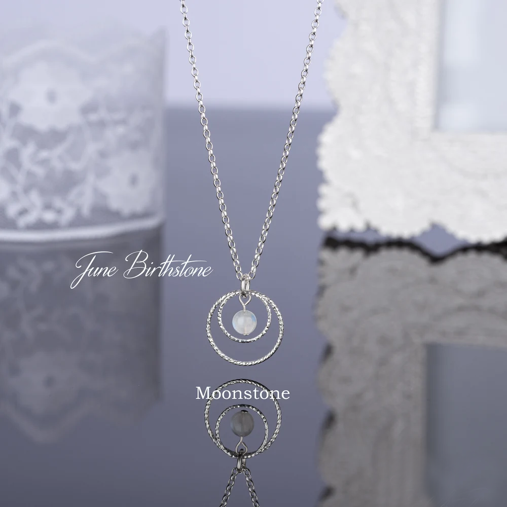 Sterling Silver Circle of Life Necklace, Birthstone Jewellery, Birthday Gift for Women