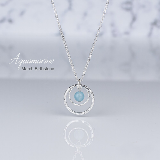 Sterling Silver Circle of Life Necklace, Birthstone Jewellery, Birthday Gift for Women
