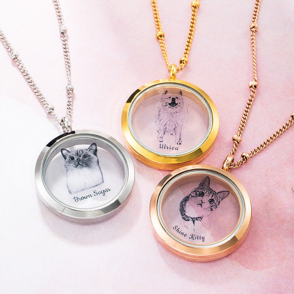 Custom Pet Fur Locket Urn Necklace with Photo & Name, Pet Keepsakes, Pet Memorial Lockets, Gift for Pet Lover, Pet Lost Gift