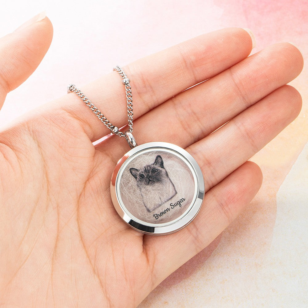 Custom Pet Fur Locket Urn Necklace with Photo & Name, Pet Keepsakes, Pet Memorial Lockets, Gift for Pet Lover, Pet Lost Gift