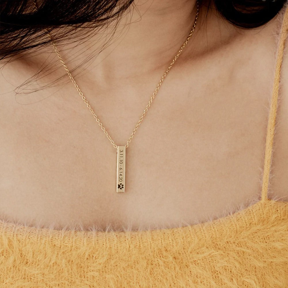 Personalized Engraved Bar Cremation Urn Necklace with Text, Keepsake Engraving Jewelry for Ashes, Memorial Sympathy Gift for Loss of Loved One/Pet