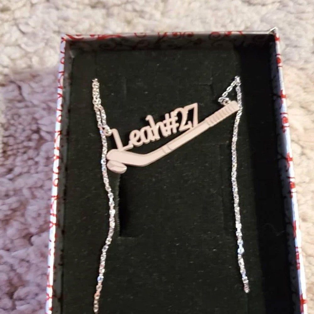 Ice Hockey Name Necklace, 925K Silver Custom Hockey Necklace, Hockey Gift, Hocey Lover Gift, Christmas Gift, Hockey Pendant