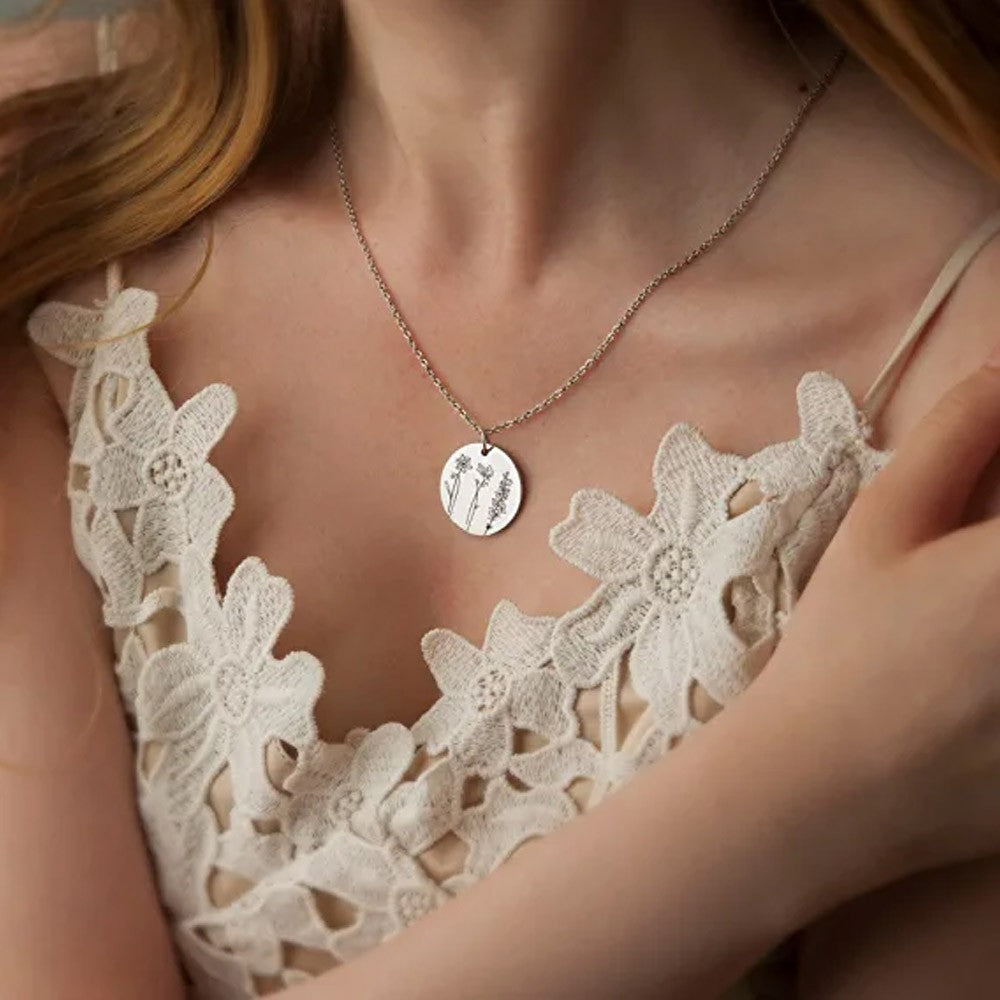 Multiple Birth Month Flowers Necklace Connection of Family and Friends