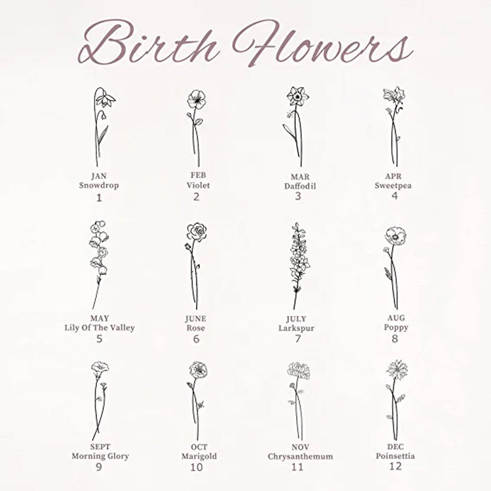 Multiple Birth Month Flowers Necklace Connection of Family and Friends