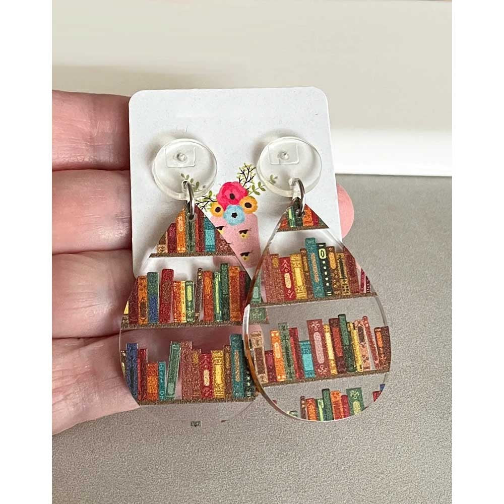 Book Nook Earrings, Librarian Earrings, Book Lover Earrings, Modern Statement Earrings