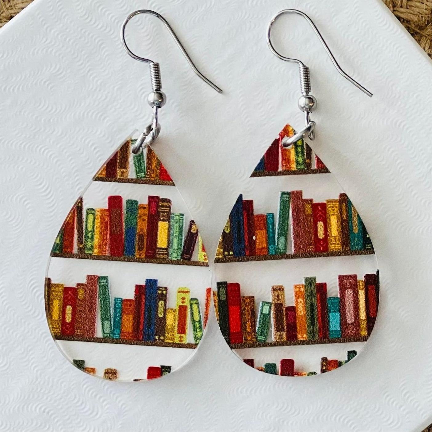 Book Nook Earrings, Librarian Earrings, Book Lover Earrings, Modern Statement Earrings