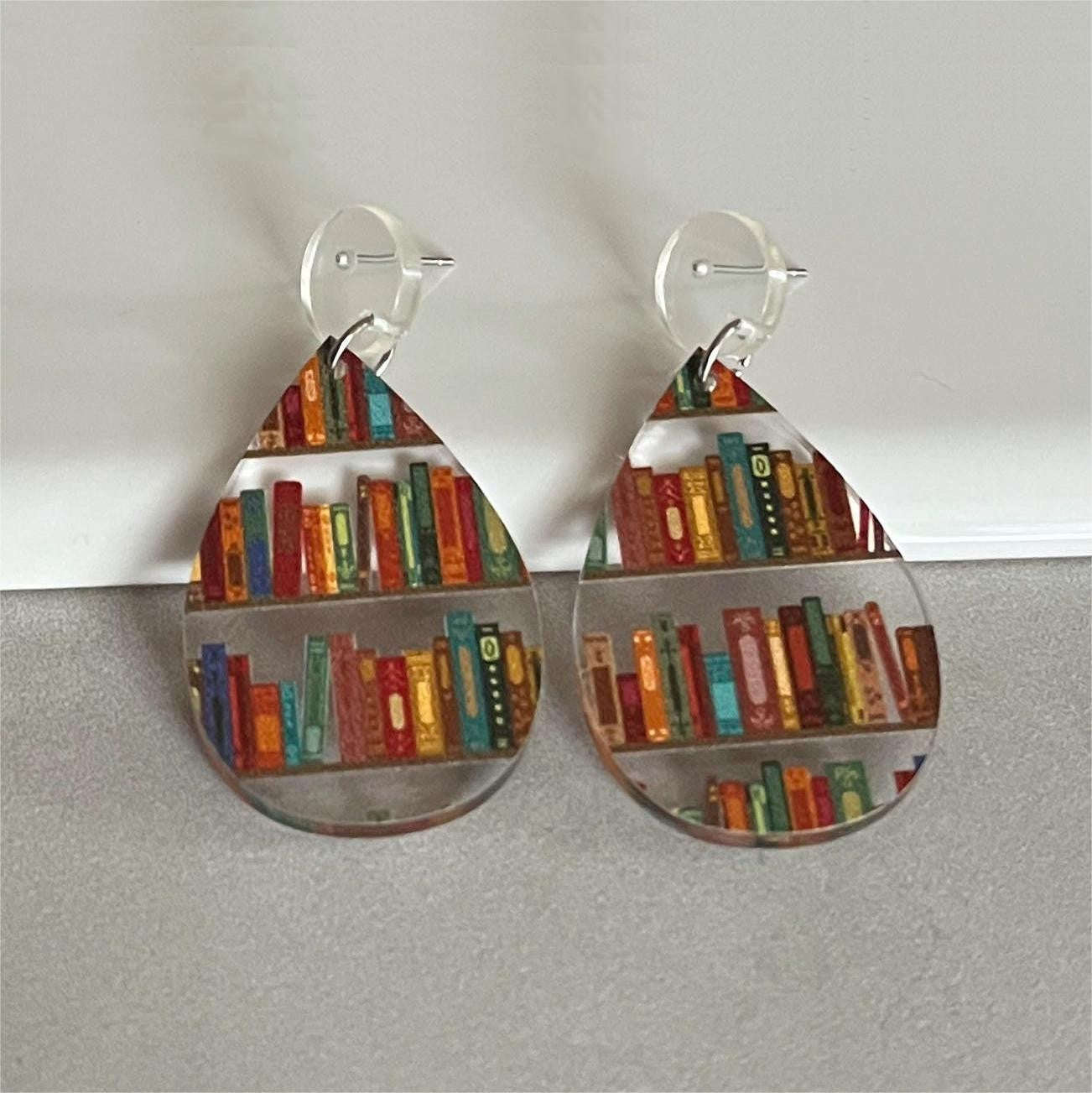 Book Nook Earrings, Librarian Earrings, Book Lover Earrings, Modern Statement Earrings