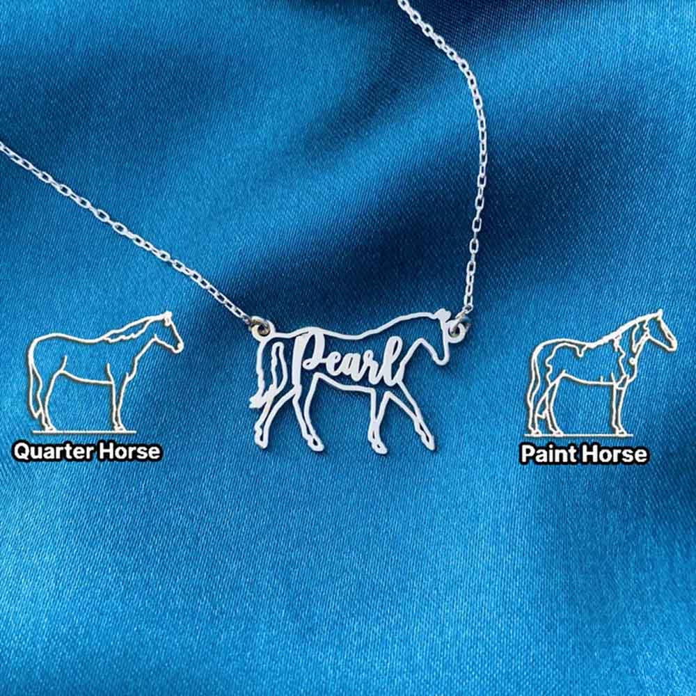 Horse Necklace, Personalized Horse Name Necklace, Horse Memorial Gift, Horse Necklace for Woman, Horse Riding Gift