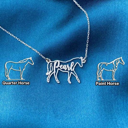 Horse Necklace, Personalized Horse Name Necklace, Horse Memorial Gift, Horse Necklace for Woman, Horse Riding Gift