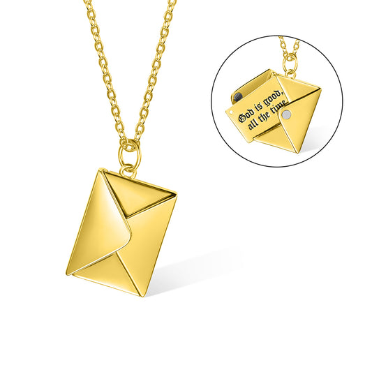 Personalized Name & Photo Love Letter Envelope Necklace, Secret Message Envelope Locket, Couples Jewelry,  Birthday Valentine's Day Gift for Her