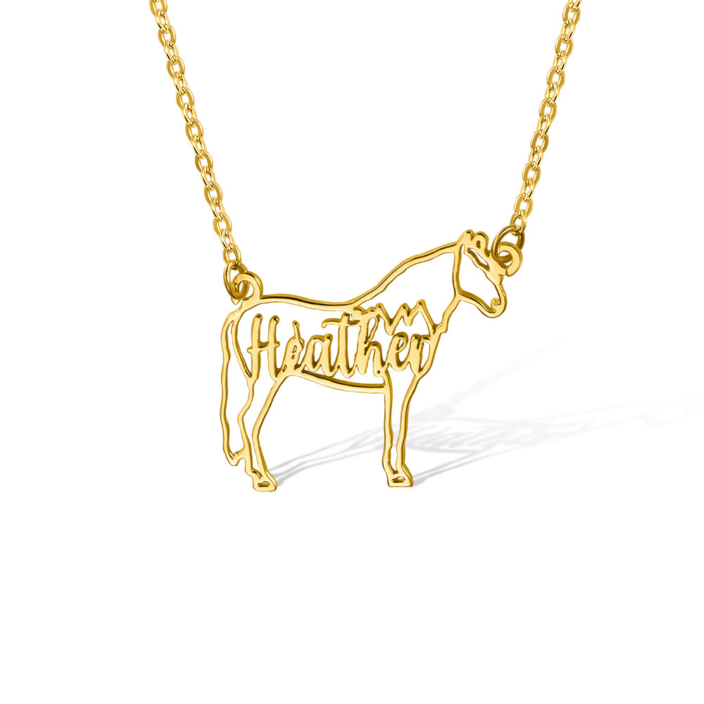 Personalized Name Horse Necklace, Animal Memorial Necklace, Horse Jewelry, Horse Riding/Christmas Gift, Gift for Horse Lover