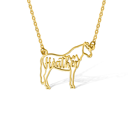 Personalized Name Horse Necklace, Animal Memorial Necklace, Horse Jewelry, Horse Riding/Christmas Gift, Gift for Horse Lover