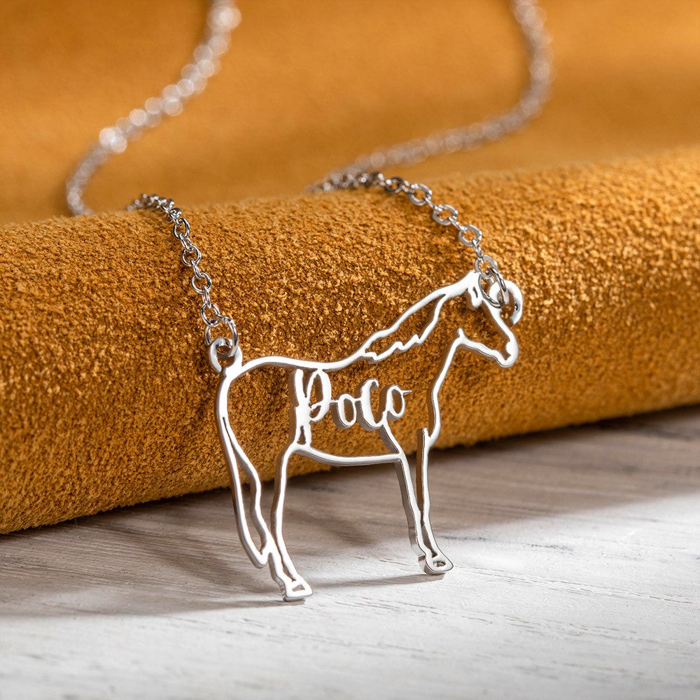 Personalized Name Horse Necklace, Animal Memorial Necklace, Horse Jewelry, Horse Riding/Christmas Gift, Gift for Horse Lover