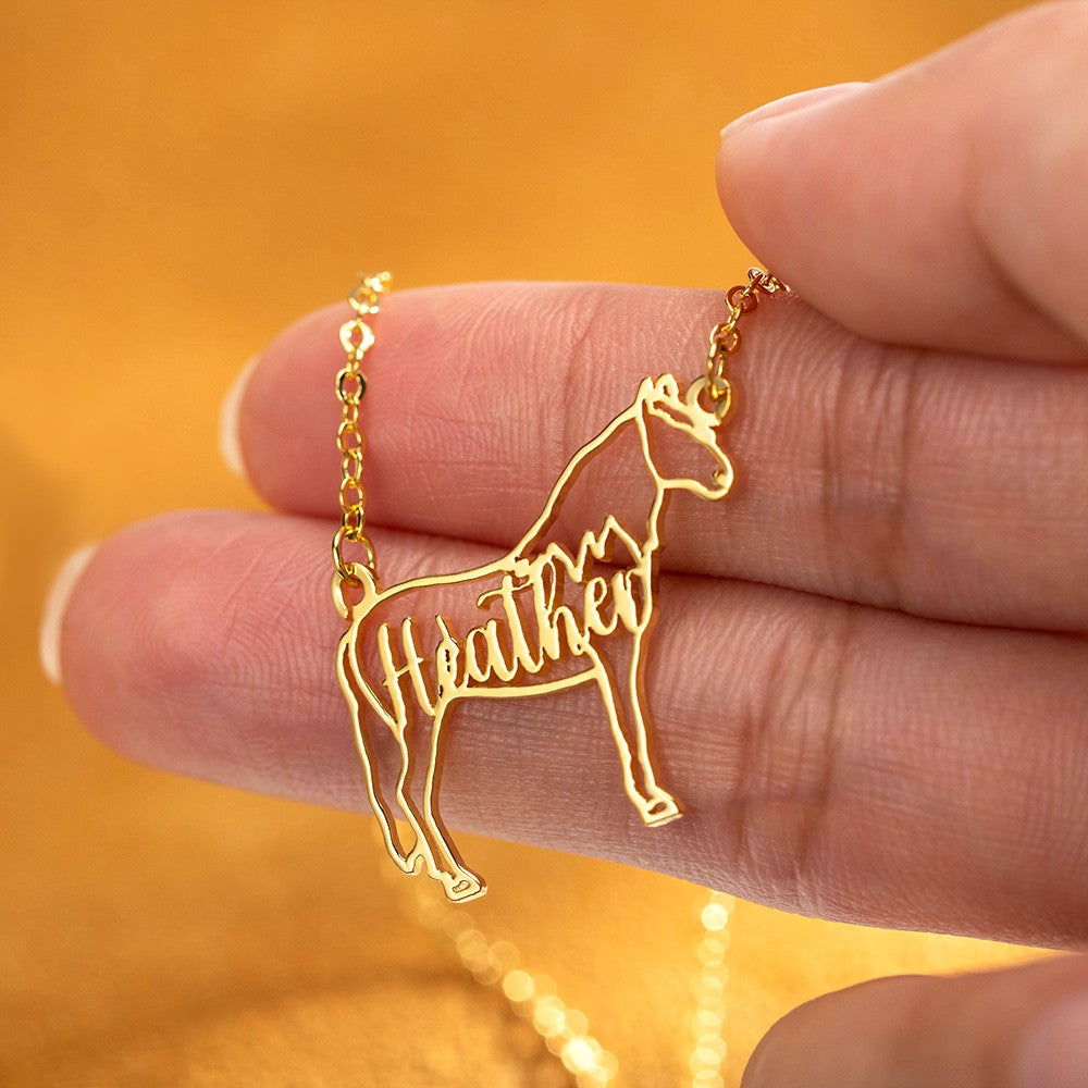 Personalized Name Horse Necklace, Animal Memorial Necklace, Horse Jewelry, Horse Riding/Christmas Gift, Gift for Horse Lover