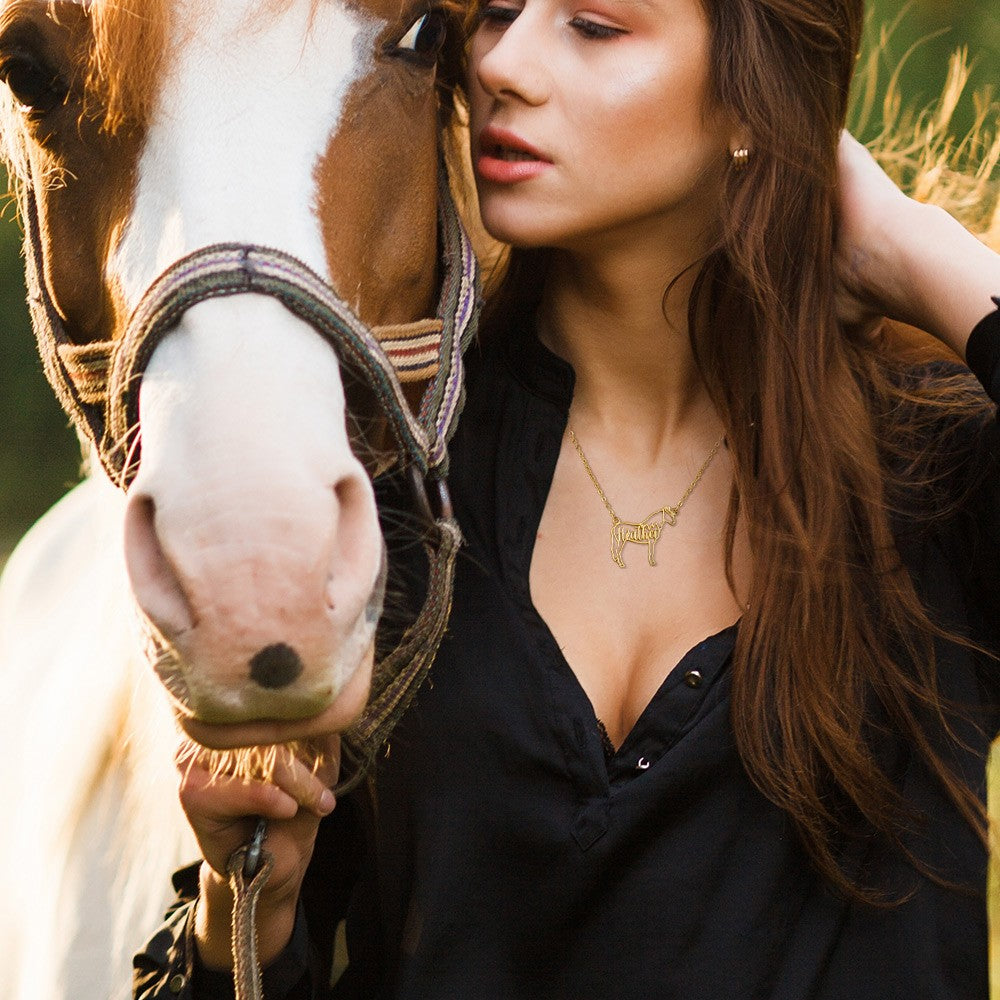 Personalized Name Horse Necklace, Animal Memorial Necklace, Horse Jewelry, Horse Riding/Christmas Gift, Gift for Horse Lover