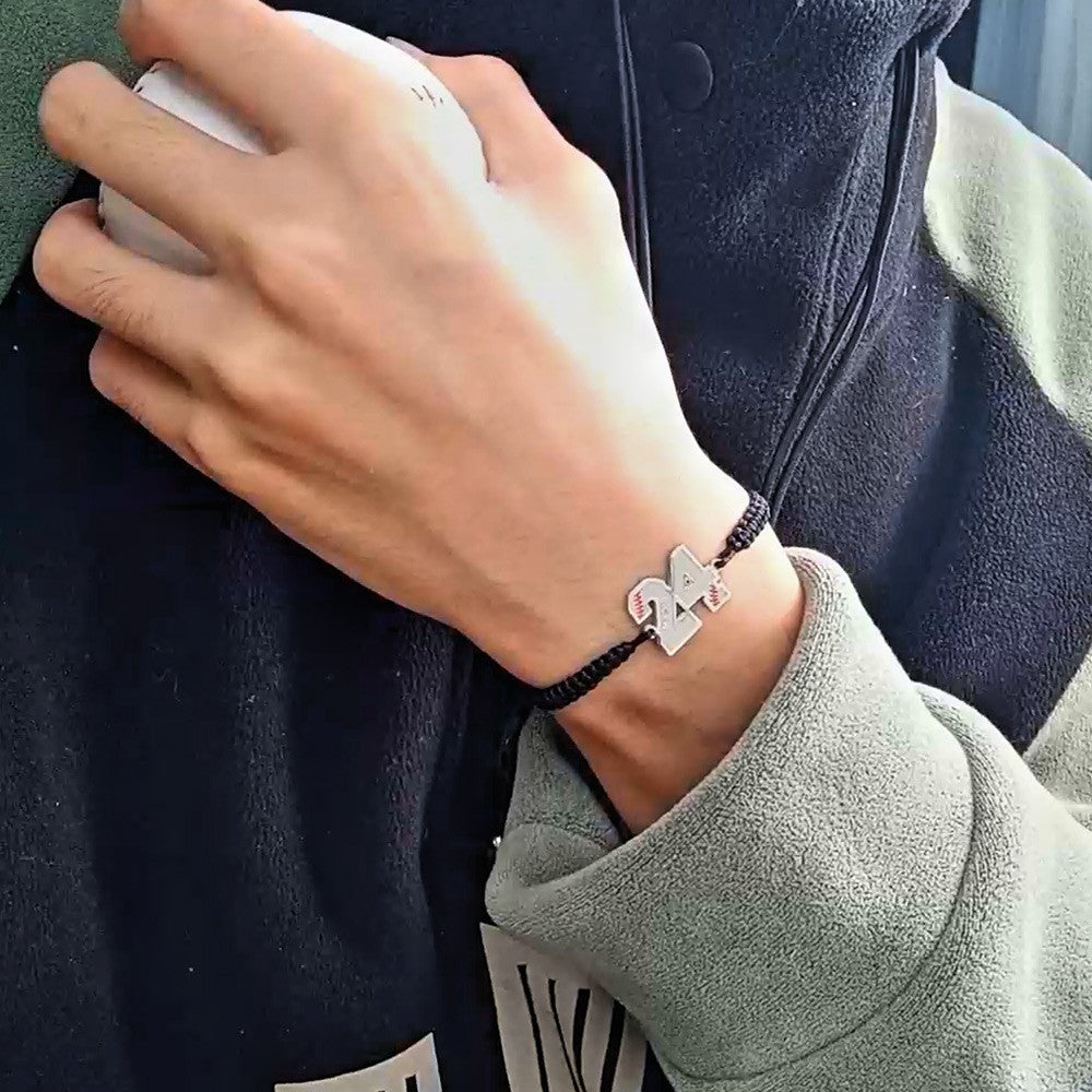 Personalized Adjustable Braided Baseball Bracelet with Name Number, Baseball/Softball Jewelry, Birthday Gift for Baseball Player/Enthusiasts
