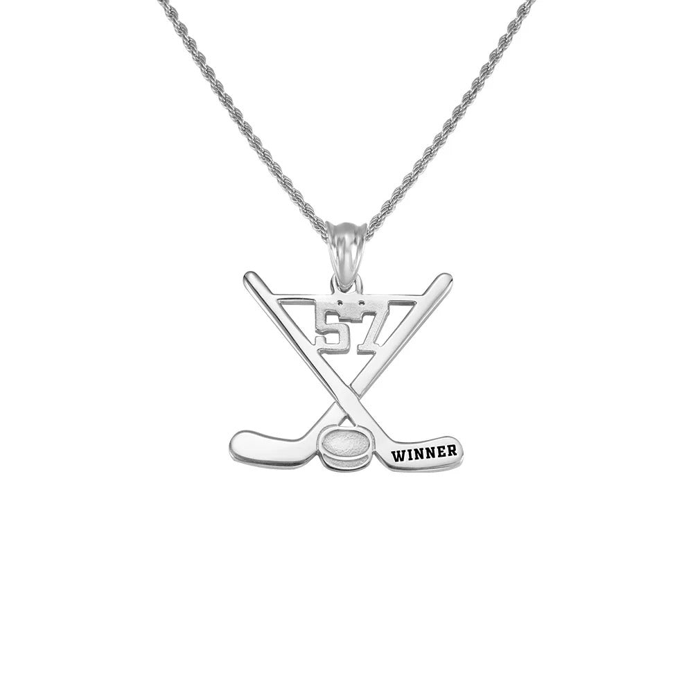 Custom Hockey Necklace, Ice Hockey Sticks Jewelry, Gift for Moms, Fans Girls Hockey Players Team
