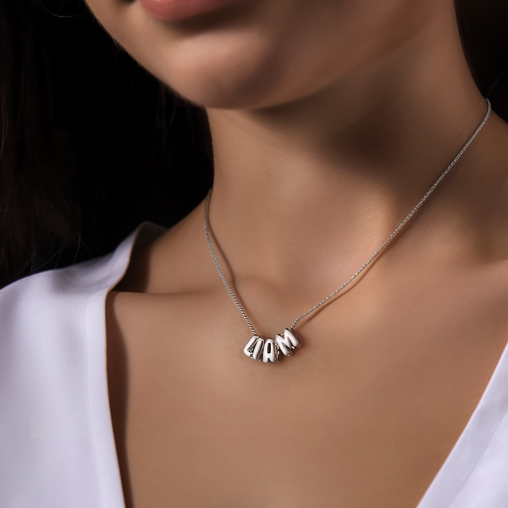 Personalized Bubble 3D Letter Name Necklace, Chunky Balloon Initial Necklace for Woman/Girl, Silver/Rose Gold/Gold Letter Pendant Necklace