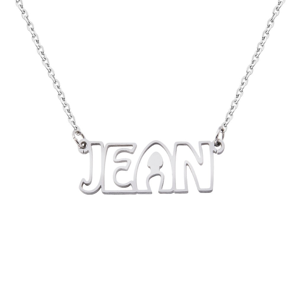 Personalized Name Hollow Font Necklace, Custom Name Letter Necklace, Dainty Silver Necklace, Name Jewelry, Valentine's Day/Birthday Gifts Gift for Her