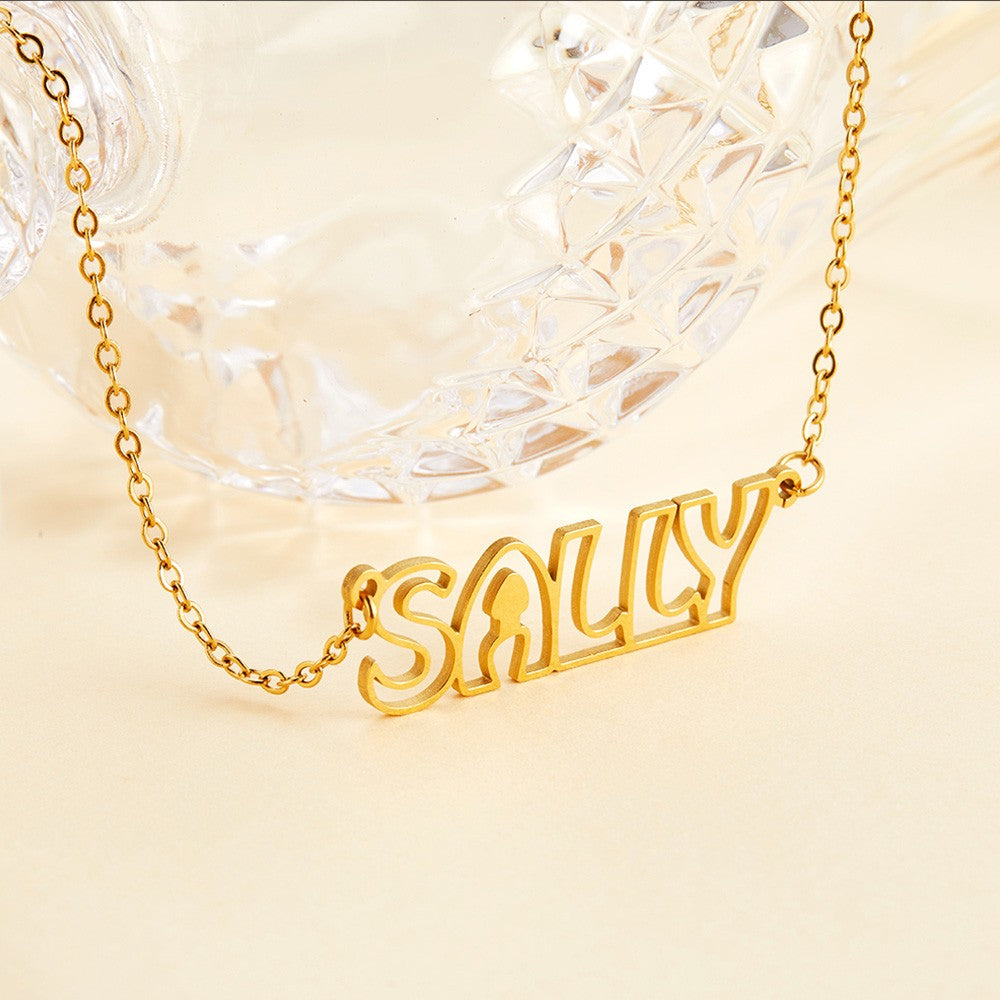 Personalized Name Hollow Font Necklace, Custom Name Letter Necklace, Dainty Silver Necklace, Name Jewelry, Valentine's Day/Birthday Gifts Gift for Her
