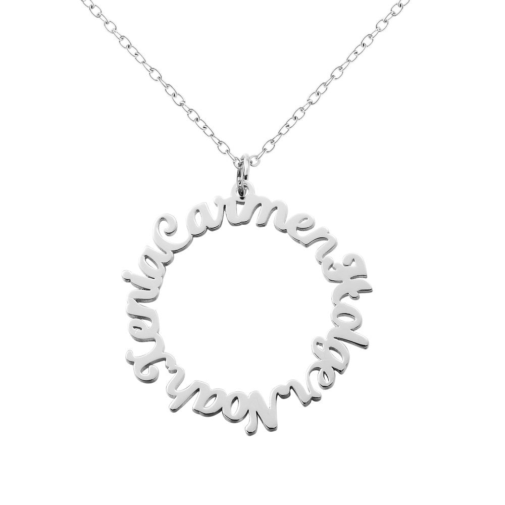 Personalized Name Vintage Circle Necklace, Custom Multiple Name Necklace, Mom Necklace, Women's Jewelry, Birthday Gift, Gift for Mom/Wife/Girlfriend