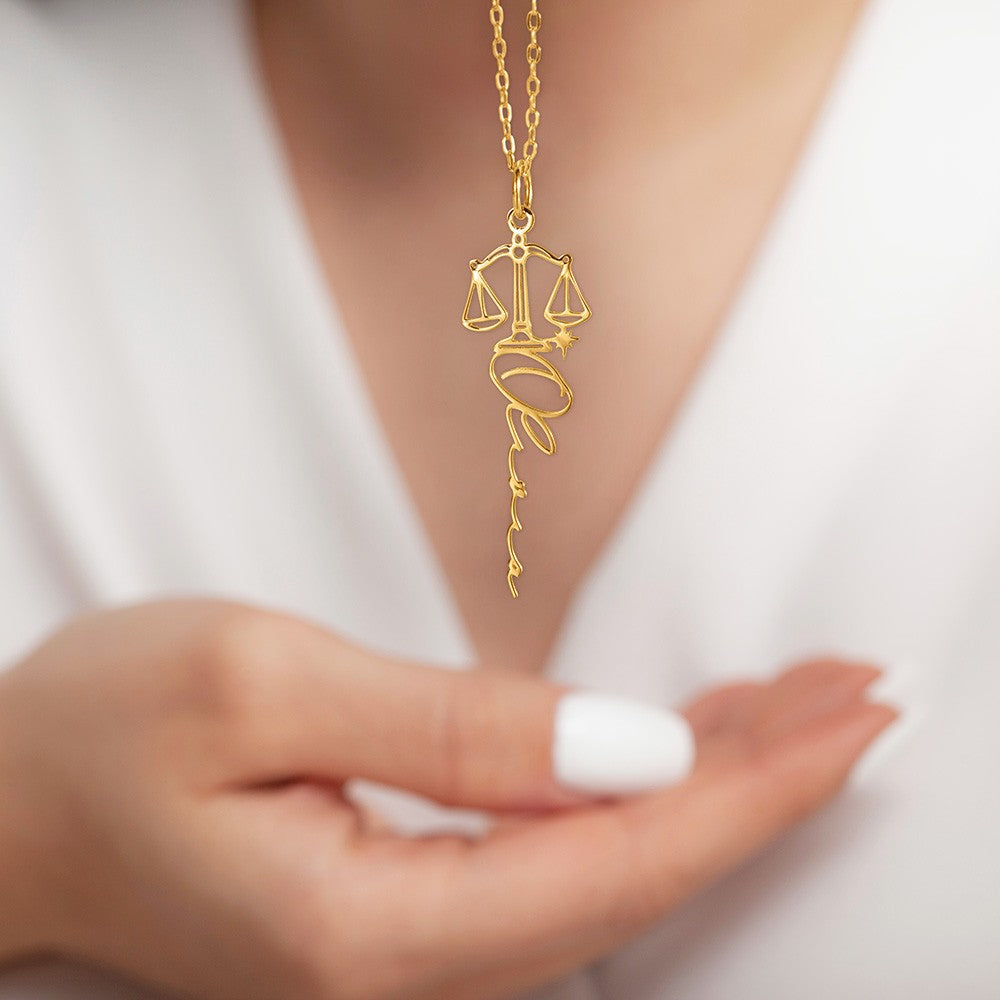 Custom Zodiac Sign Name Necklace, Sterling Silver 925 Constellation Necklace with Name, Astrology Jewelry, Birthday/Mother's Day Gift for Her/Mom