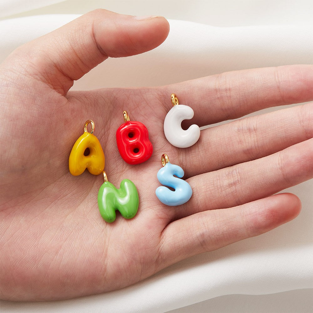 Personalized 3D Colorful Bubble Letter Necklace, Balloon Initial Necklace, Women’s Jewelry, Mother's Day/Children's Day Gift for Mom/Girl/Her