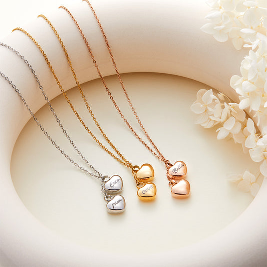 Personalized Name Double-Heart Urns Necklace for Ashes, Stainless Steel Cremation Urn Jewelry, Memorial Gift for Ashes of Human/Pet, Gift for Her