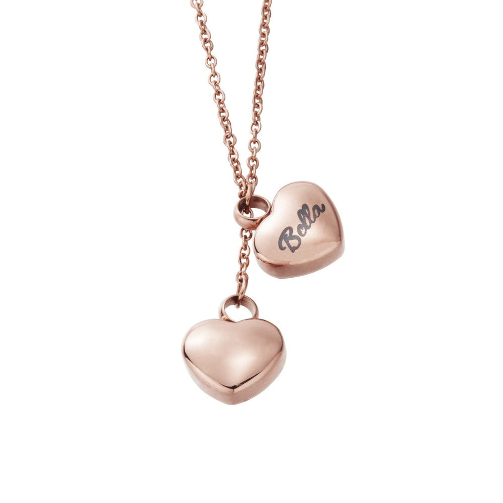 Personalized Name Double-Heart Urns Necklace for Ashes, Stainless Steel Cremation Urn Jewelry, Memorial Gift for Ashes of Human/Pet, Gift for Her