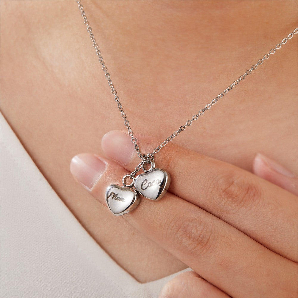 Personalized Name Double-Heart Urns Necklace for Ashes, Stainless Steel Cremation Urn Jewelry, Memorial Gift for Ashes of Human/Pet, Gift for Her