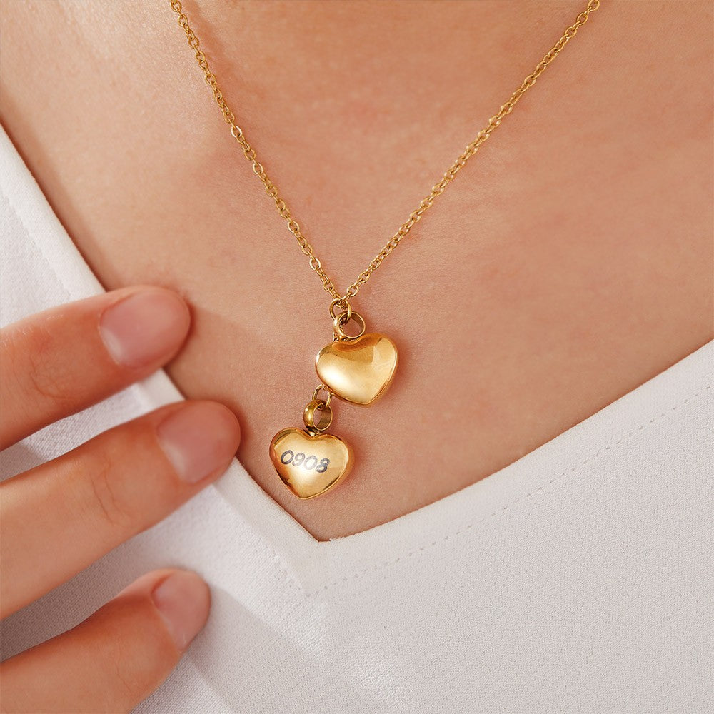 Personalized Name Double-Heart Urns Necklace for Ashes, Stainless Steel Cremation Urn Jewelry, Memorial Gift for Ashes of Human/Pet, Gift for Her