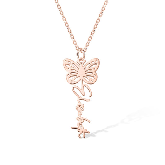 Custom Dainty Birth Butterfly Name Necklace, Birthday/Bridesmaid/Mother's Day Gift for Mom/Wife/Family/Best Friends
