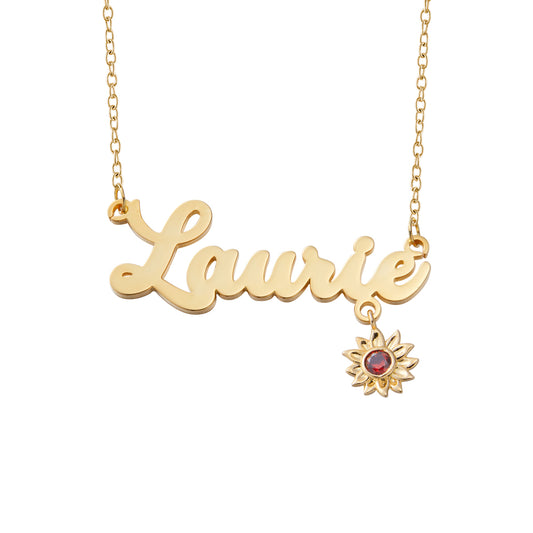 Custom Name Necklace with Birthstone Sunflower, You Are My Sunshine Nameplate Necklace, Birthday/Valentine's Day/Mother's Day Gift for Her/Mom/Family