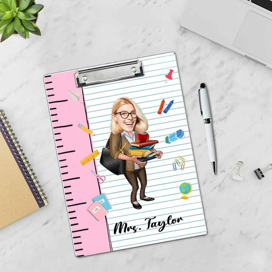 Personalized Name Photo Teacher Clipboard, Custom Image Acrylic Clipboard, Back To School Gift, Teacher Appreciation Gift
