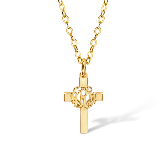 Personalized Monogram Cross Necklace, Baptism Christians Religious Jewelry, Baptism/First Communion/Christmas Gift for Women