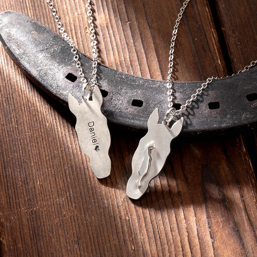 Personalized Horse Head Silhouette Necklace, Horse Memorial Necklace, Equestrian Jewelry, Christmas/Anniversary Gift for Horse Owner/Horse Lover