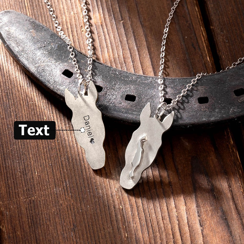 Personalized Horse Head Silhouette Necklace, Horse Memorial Necklace, Equestrian Jewelry, Christmas/Anniversary Gift for Horse Owner/Horse Lover