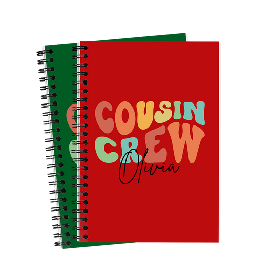 Customizable COUSIN CREW Spiral Notebook, Personalize Your Name with Multiple Color Options