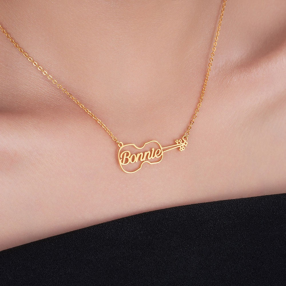Personalized Violin Necklace, Violin Name Necklace, Gift for Music Lover, Gift for Her, Instrument Charms, Silver Violin Necklace, Gift for Her