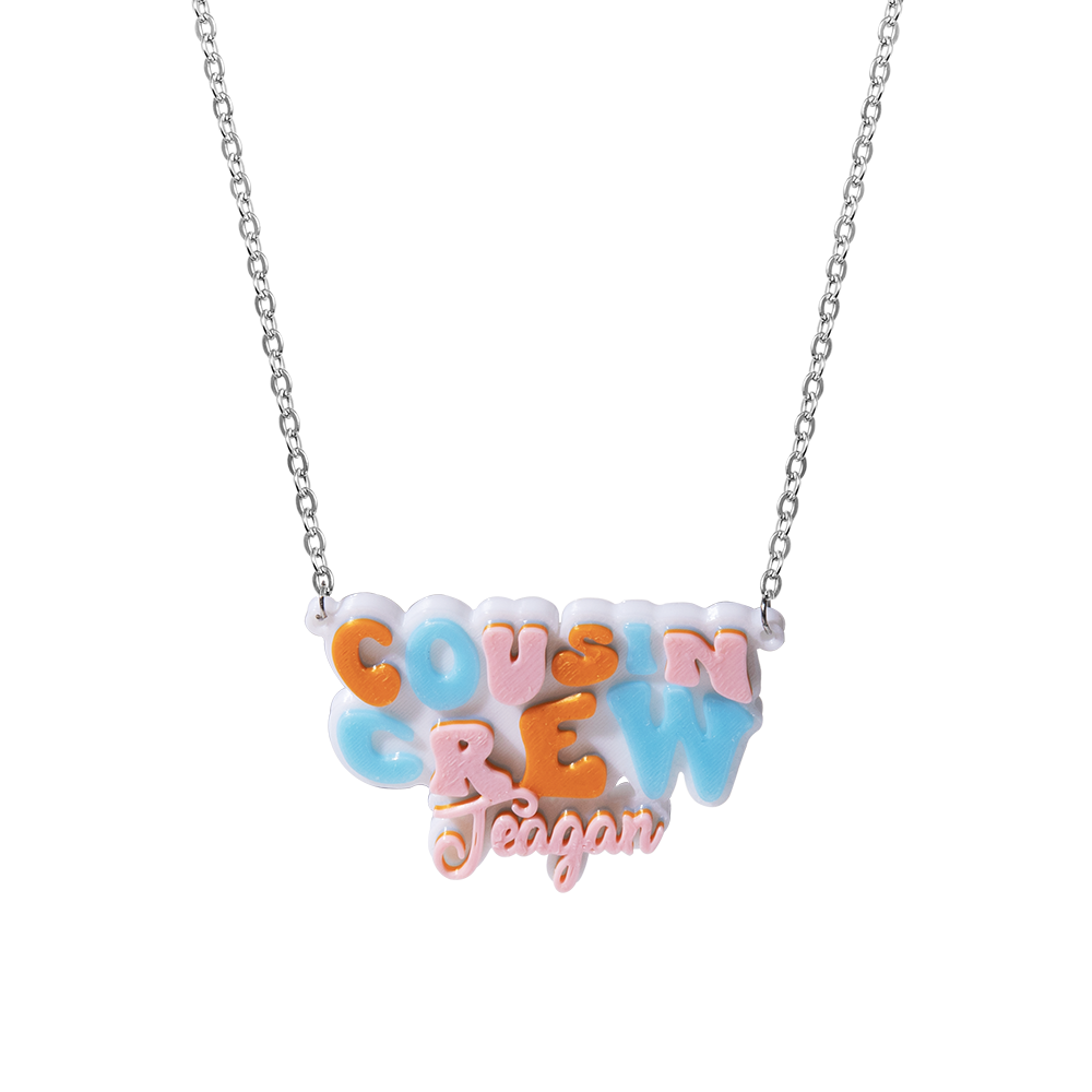 Personalized Cousin Crew Necklace,Name Jewelry, Family Decoration, Custom Keepsake Gift for Kids and Adults, Unique 3D Design Ornament