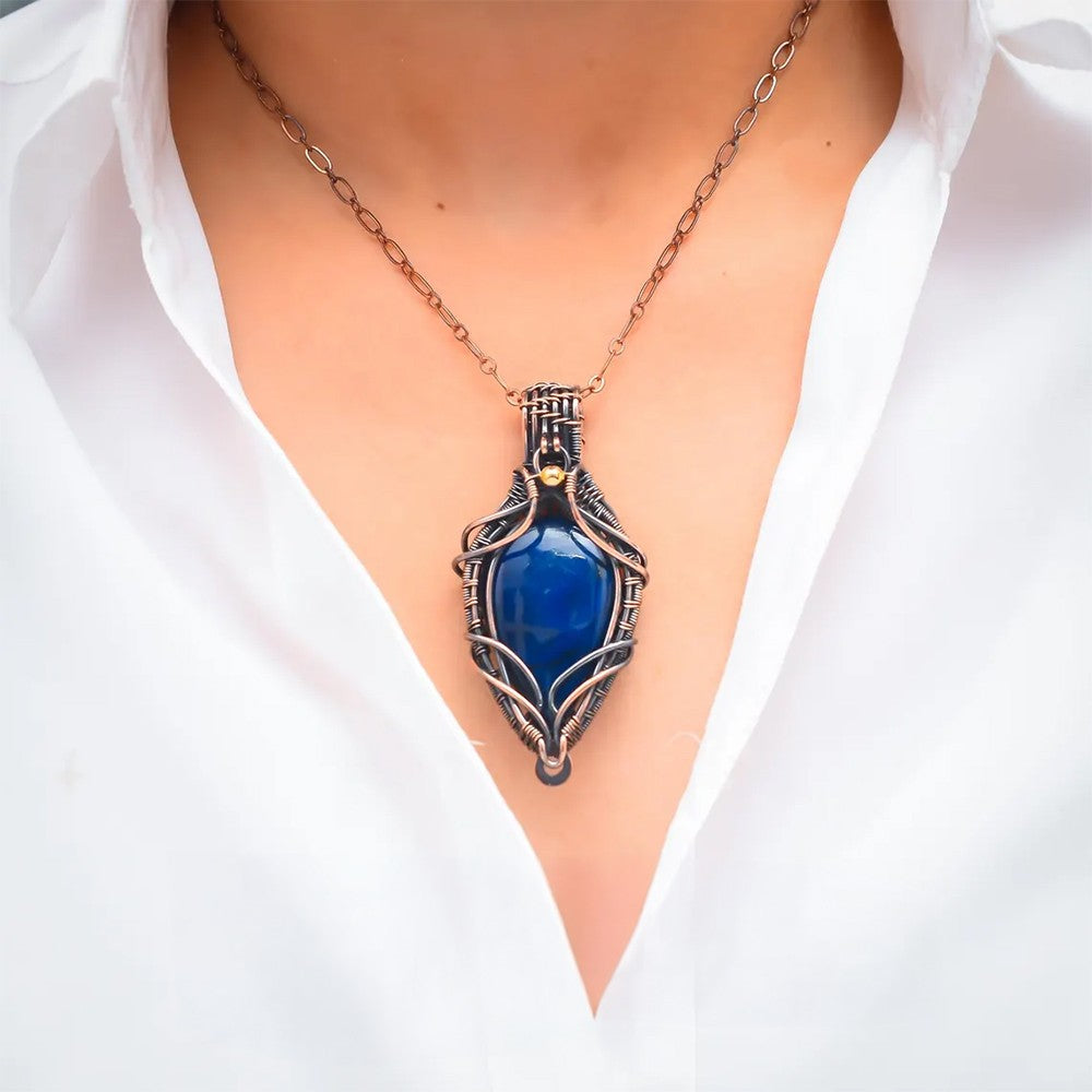 Red Purple Blue Fire Labradorite Necklace Brass Wire Wrapped Pendant Handmade Brass Jewelry Natural Gemstone Pendant Wire Wrapped Jewelry Gift for Her