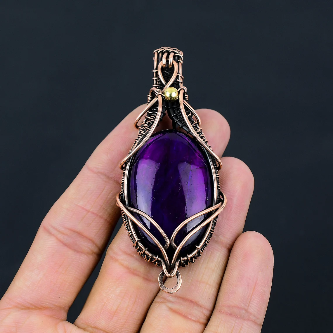 Red Purple Blue Fire Labradorite Necklace Brass Wire Wrapped Pendant Handmade Brass Jewelry Natural Gemstone Pendant Wire Wrapped Jewelry Gift for Her