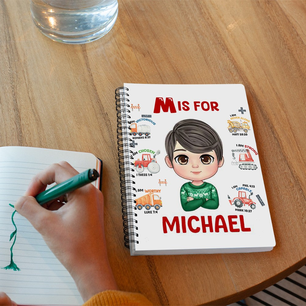 Personalized Cartoon Character Notebook with Cute Background, Custom Name A5 Notebook, School Supplies, Birthday/Christmas Gift for Boy/Girl/Kid