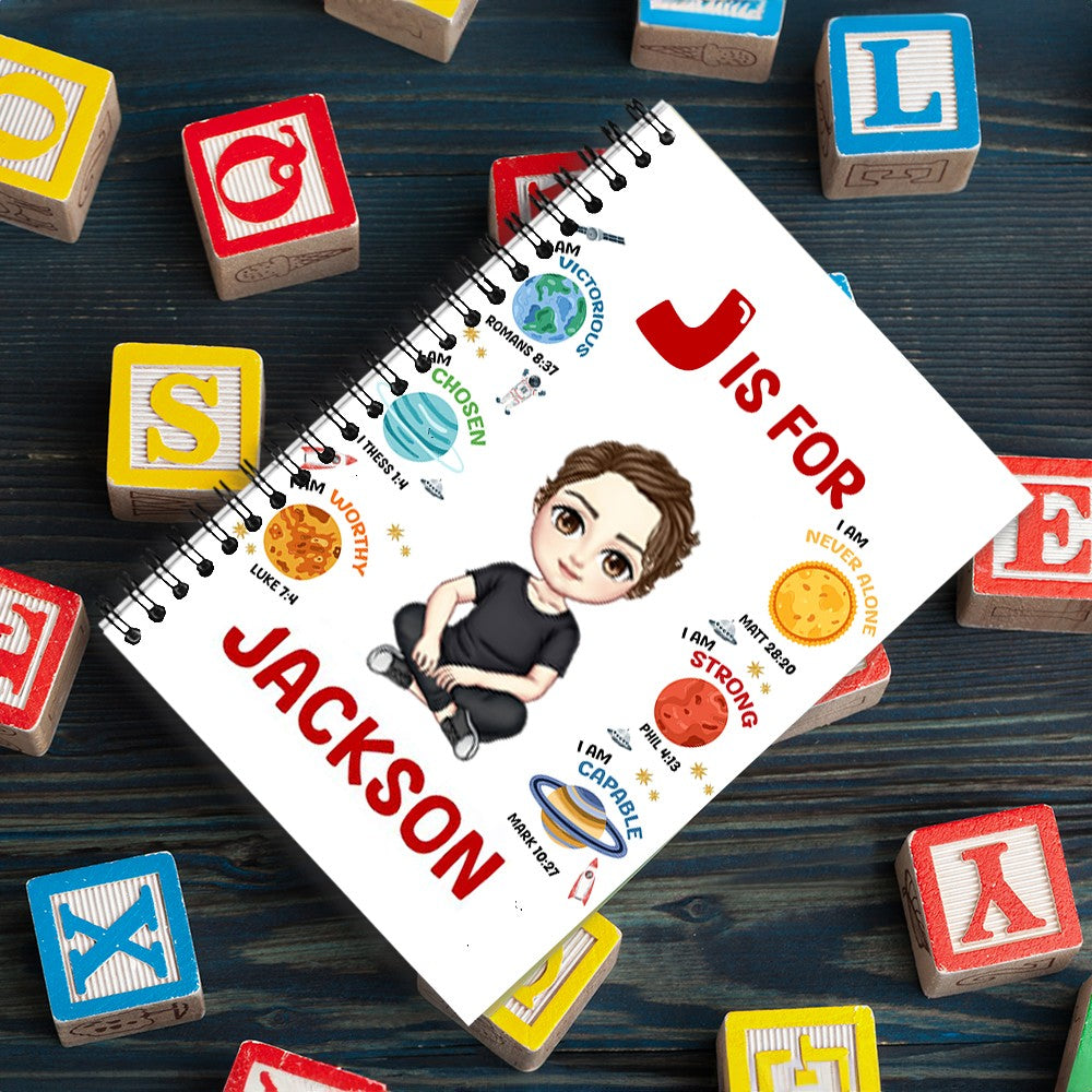 Personalized Cute Cartoon Character Notebook, Custom Initial & Name A5 Spiral Notebook, School Supplies, Birthday/Christmas Gift for Boy/Girl/Student